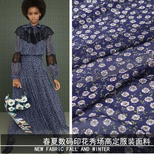 Fashion Letter Brand Fabric Spring and Summer F Home Show High-definition Small Flower Digital Printing Dress Fabric Jacquard