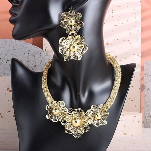 Fashion Jewelry Bohemia Jewelry Sets For Women Earrings Necklace Pendant Flower Jewelry For Engagement fashion Jewelry Findings