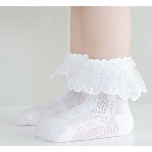 0-8 yrs Baby Girls Socks Children fashion Lace Frilly Mesh Socks Soft Cotton Anti-slip Boat Socks Spring Summer