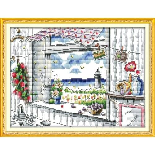 Everlasting Love The Scenery Out Of The Window Chinese Cross Stitch Kits Ecological Cotton Stamped 11CT DIY Decorations For Home