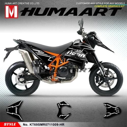 HUMAART Motorcycle Decorations Custom Stickers Kit Fit SM SMR 690 2007 2008 2009 2010 2011, Customizable