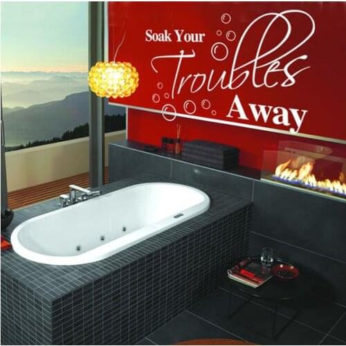 Bathroom washroom decoration home decor art decals soak you trouble away vinyl quotes lettering words toilet wall stickers