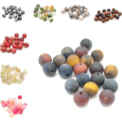 Natural Stone Agates Jaspers Turquoises Jades Moonstone 8mm Loose Spacer Round Beads for Jewelry Making Bracelet Accessories