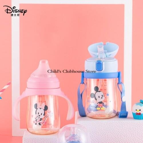2021 New Disney Childrens Straw Cup Multi Purpose Plastic Cup Cartoon Portable Transparent Cup with Scale