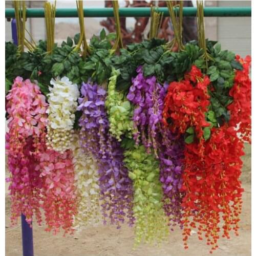 New Simulation Artificial Silk Flowers Beautiful Wisteria Flowers Vine Birthday Christmas Ornaments For Party Wedding Decoration