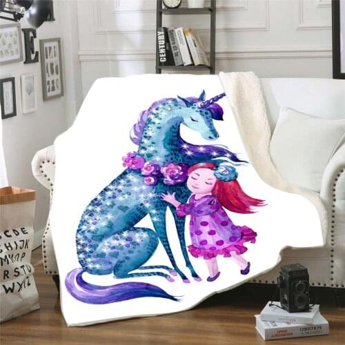 Unicorn Rainbow 3d Printed Sherpa Blanket Couch Quilt Cover Travel Youth Bedding Outlet Velvet Plush Throw Fleece Blanket Duvet