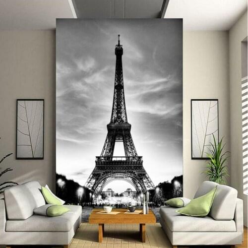 Wholesale European style mural Eiffel Tower murals wallpaper for living room TV corridor entrance 3d wall photo mura