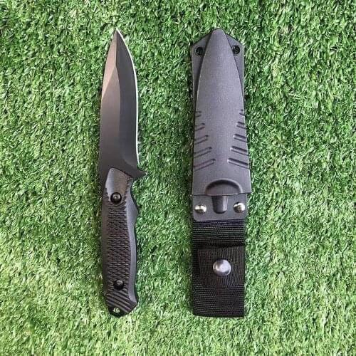 Sharp fixed Blade Hunting Knife black Titanium Camping Survival Tactical Knife Diving Paratroopers Half with ABS Case Sheath