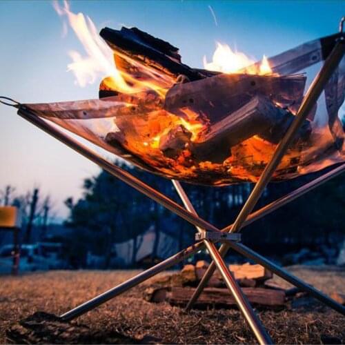 Stove-Rack Platform Furnace Pit-Stand Firewood Mesh Camping-Tools Foldable Heating Burn