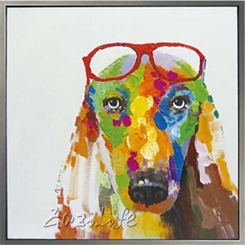Pop art Animal Dog canvas modern abstract oil painting hand painted colourful large original Home Decor wall art Living Room