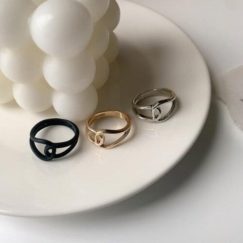Origin Summer Minimalist Cross Hollow Out Metal Ring for Women Double Layer Irregular Ring Party Gifts Jewelry Accessories