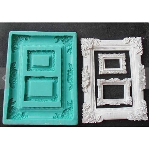 PRZY Silicone fondant mold Photo Frame Silicone Mold food grade Fondant Cake Decoration Mold Sugar Craft Tools Random Color