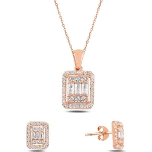 Silver 925 Sterling Baget Zircon Cubic Zirconia Set