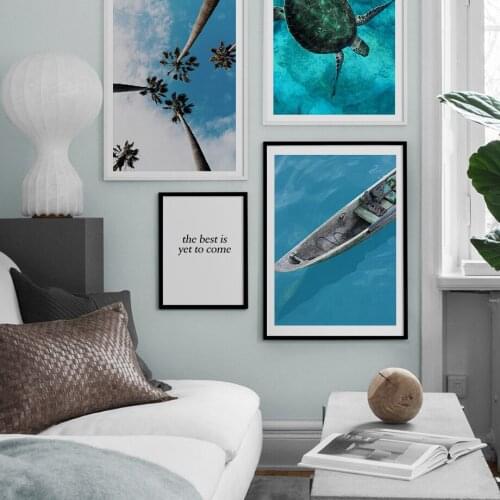 Nordic Posters And Prints Wall Art Sea Turtle Boat Seascape Canvas Painting Palm Tree Pictures For Living Room Home Decor