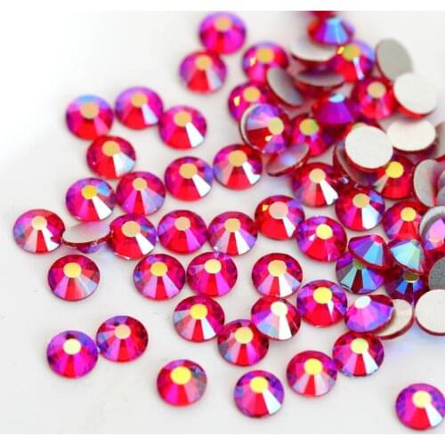Light Red/Siam AB Crystal FlatBack Glass Rhinestones Non-HotFix Nail Art Crystal Decorations Flat Back Rhinestones Crystal