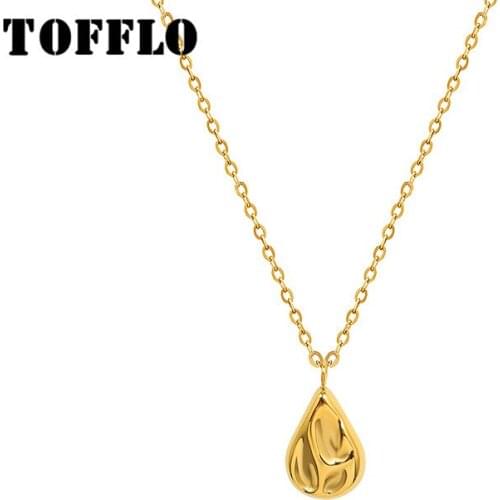 TOFFLO Stainless Steel Jewelry Water Drop Shaped Clavicle Chain Womens Fashion Necklace BSP1012