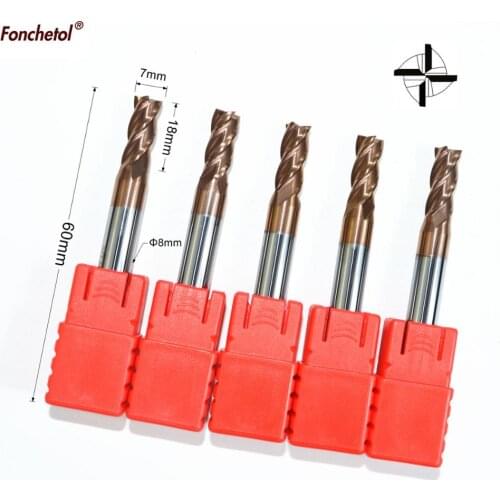 D8*d7*18C*60L-HRC55 cnc solid carbide milling cutter,tialn coated 4 edges spiral flat bottom end mill,iron steel cutting knife