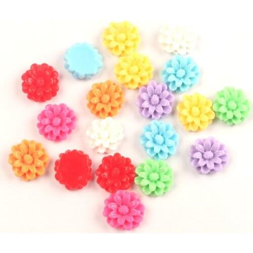 50Pcs Mixed 14mm Resin Flower Decoration Craft Flatback Cabochon Embellishments For Scrapbooking Cute Diy Accessories