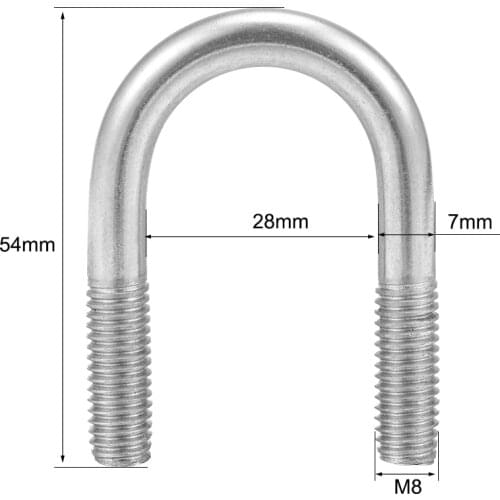 Uxcell M8 304 Stainless Steel U-Bolt Fastener for 27mm Pipe Diameter 5pcs