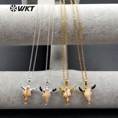 WT-N1030 WKT Fashion Necklace Resin Small Cattle Horn Necklace Couple Necklace For Gift Cattle Head Necklace
