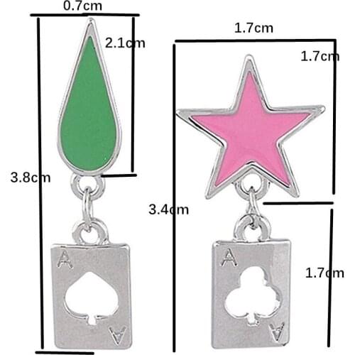 Anime HUNTER X HUNTER Hisoka Cosplay Earrings Five-pointed Star Teardrop Trendy Dangle Earrings Jewelry Gift for Girlfriend