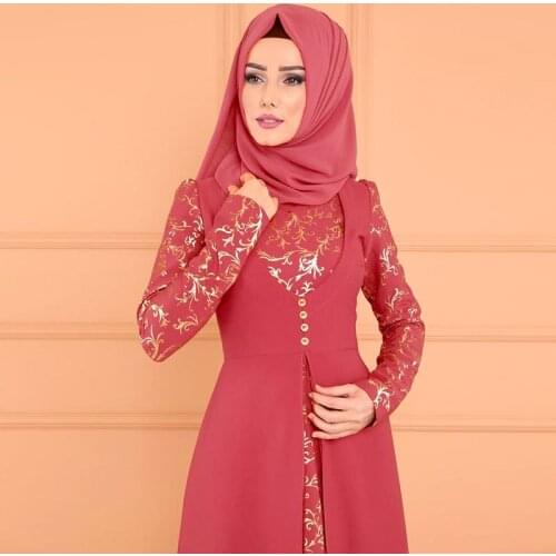 2021 Fashion Abayas for Women Summer New Long Sleeve Golden Stripes Print Elegant Dress Dubai Abaya Turkey Islam Muslim Dress
