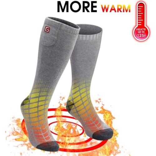 1Pair Winter Gray 3.7V Electric Heated Socks For Man And Woman Rechargable battery with 3 Levels Temperature Settings