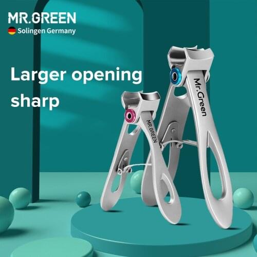 MR.GREEN Nail Clippers Set Stainless Steel Wide Jaw Opening Manicure Fingernail Cutter Thick Hard Ingrown Toenail Scissors 2Pcs