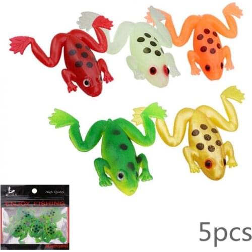 5pcs/lot Soft Frog Baits 3cm 2.5g Mini Simulation Frog Fishing Lure Luminous Colorful Artificial Fresh Water Sea Fishing Bait