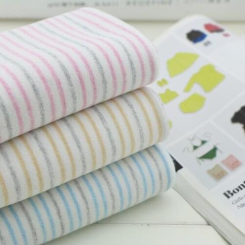 50x160cm Babys Close-fitting Pure Cotton Fabric Class A Yarn-dyed Sanding Plush Striped Garment Fabric