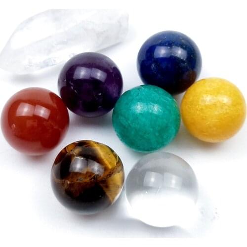 7 Chakra Crystal Ball Sphere Set 7 Roller Chakra Gems with Crystal Points Desktop Ornament TS2 best for desktop decoration