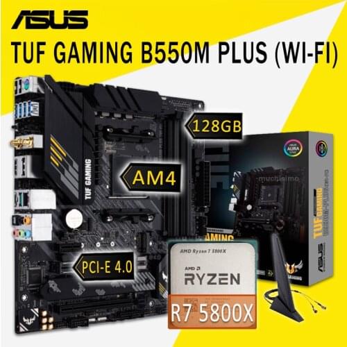 ASUS TUF GAMING B550M PLUS (WI-FI) Motherboard With AMD Ryzen 7 5800X Motherboard Suit DDR4 AMD B550 Gaming Placa-mãe AM4 New