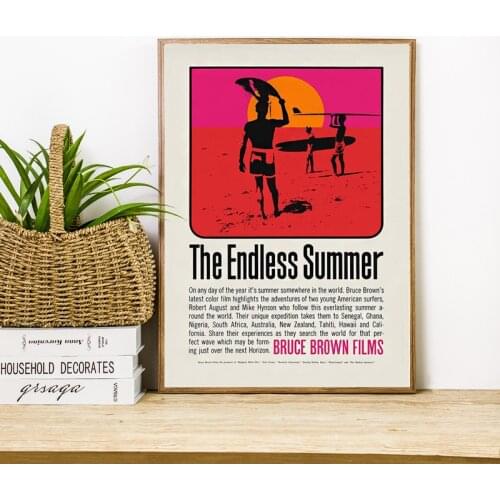 The Endless Summer Canvas Print John Van Hamersveld Natural Retro Movie Poster Surfboard Wall Art Picture Vintage Painting Decor