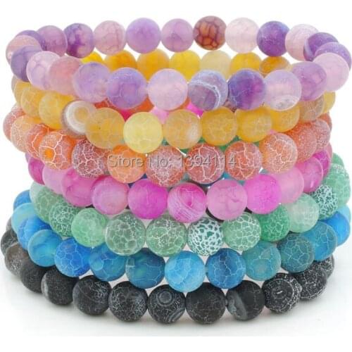8mm 10mm 12mm 14mm Mixed Colors Weathering Agat e Beads Beaded Bracelets