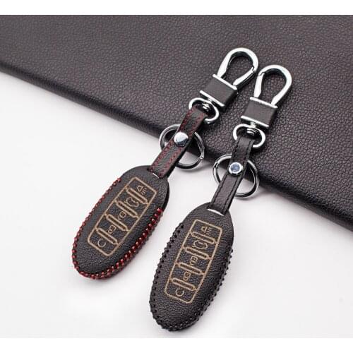 Genuine Leather Key Case Cover For Nissan Altima Maxima For Infiniti EX G37 FX Q60 QX50 QX70 5 Button Keyless Entry Smart