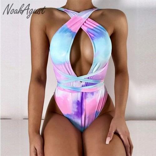 Floral Sexy Swimwear Women One Piece Swimsuit Bandage Trikini Mujer Backless Bathing Suit Bath Push Up Monokini Deep V Swim Wear
