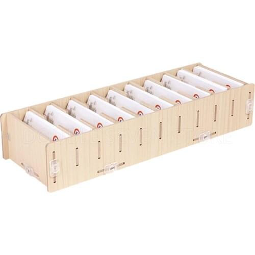 Wooden business card case management storage box desktop office finishing 10 grid multi cell rack