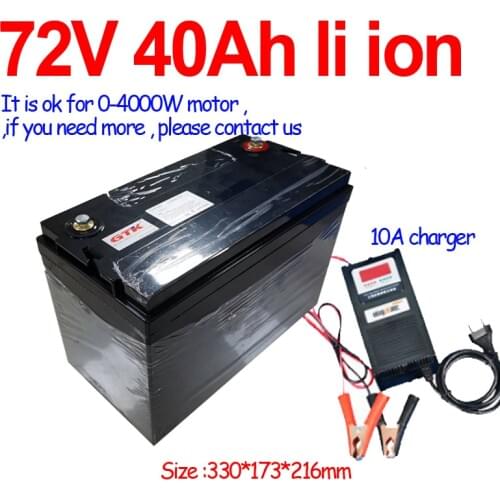 Great Power 72v 40Ah lithium ion battery pack li ion for 4000w 3500w tricycle bikes tricycle scooter motorcycle + 10A Charger