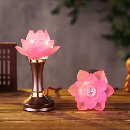Lotus lamp ever-burning lamp plug-in candlestick Guanyin lamp coloured glaze colorful lamp
