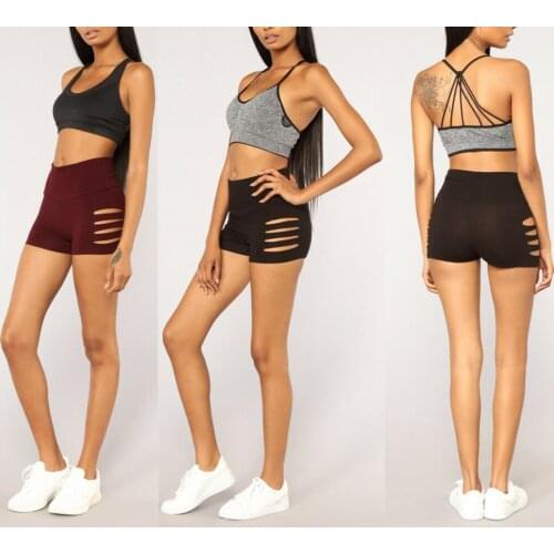 Top Selling Summer Womens Casual Solid Color Skinny Shorts Fashion Skinny Hole Breathable Elastic Gym Workout Shorts Tights