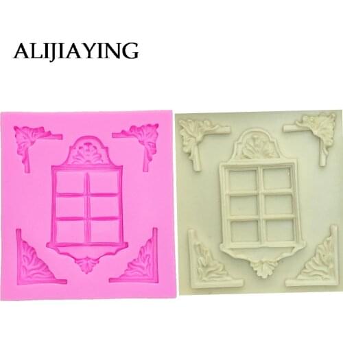 M1121 Retro Window Cake Border Silicone Molds Fondant Cake Decorating Tools Gumpaste Cupcake Chocolate Mold Kitchen Baking