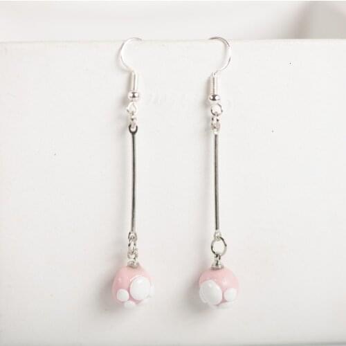 Bear Claw Art Earrings Fashion Ceramic Cartoon Earring Girl Eardrop Gift Dangler #IY563