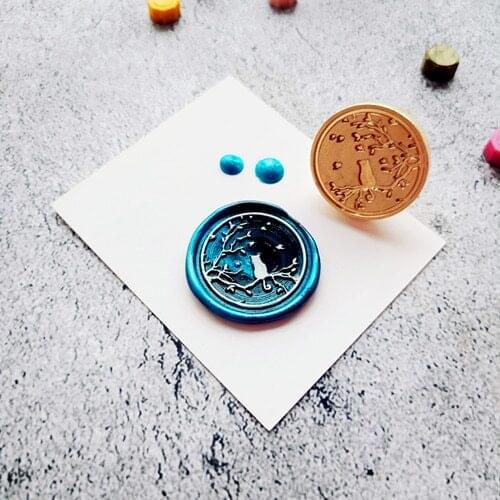 Cute cat on the tree Wax Seal Stamp cat Sealling Wax Stamps fly leaf Wax Wood Handle for DIY Scrapbooking Paper Card Invitation