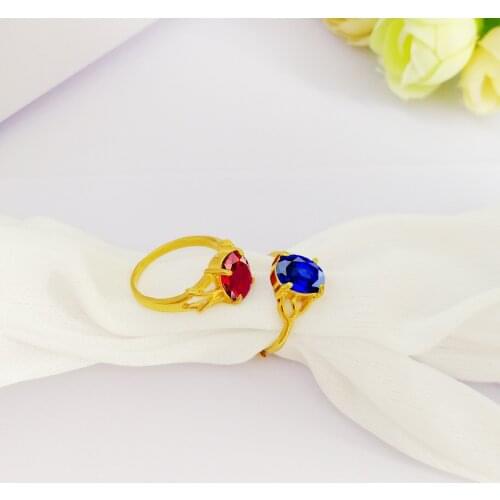 FASHION GOLD 14K RING DELICATE ZIRCON DIAMOND COUPLE RINGS FOR WOMEN MEN WEDDING ENGAGEMENT JEWELRY BLUE SAPHIRE STONE RINGS