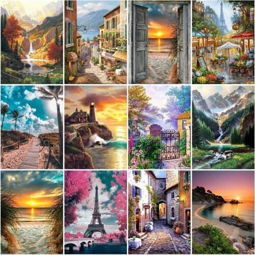 EverShine Diamond Embroidery Kits Landscape 5D Diamond Painting Seaside Hot Sale Mosaic Town Rhinestone Pictures Home Wall Decor
