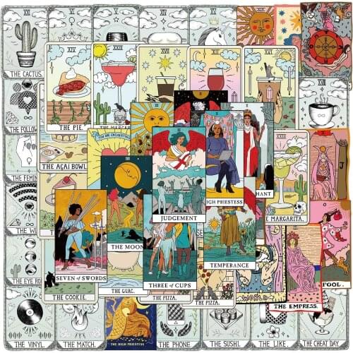 50pcs/SET Tarot Theme Sticker Waterproof for Car Laptop Skateboard Surfboard Luggage Bicycle Kids Toy Home Decor