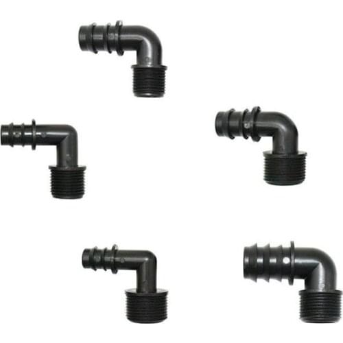 Male thread 1/2" 3/4" to 1/2 3/4 25mm hose elbow barb connector 16mm 20mm garden hose bending joints fittings 50pcs