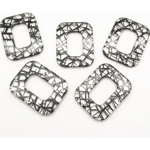 New arrival! 50pcs Acrylic Crack Effect Rectangle Charm For Handmade Necklace Earring DIY Parts Jewelry Findings & Components