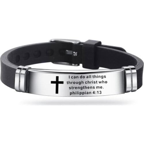 New Arrival Wrisband Jewelry Bible Series Stainless Steel Silicone Bracelet Cute Bangle Gifts For Friends