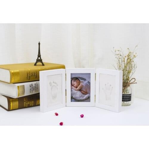 Newborns Molds Baby Handprint Footprint Photo Frame for Baby Care Souvenir Casting Newborn Footprint Soft Clay Inkpad